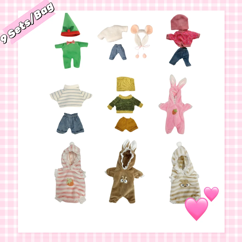 

9 стилей/пакет, кукла Bebe Reborn, мини-наряды для размеров 5-6 дюймов, куклы Reborn, мягкая на ощупь качественная одежда со шляпой