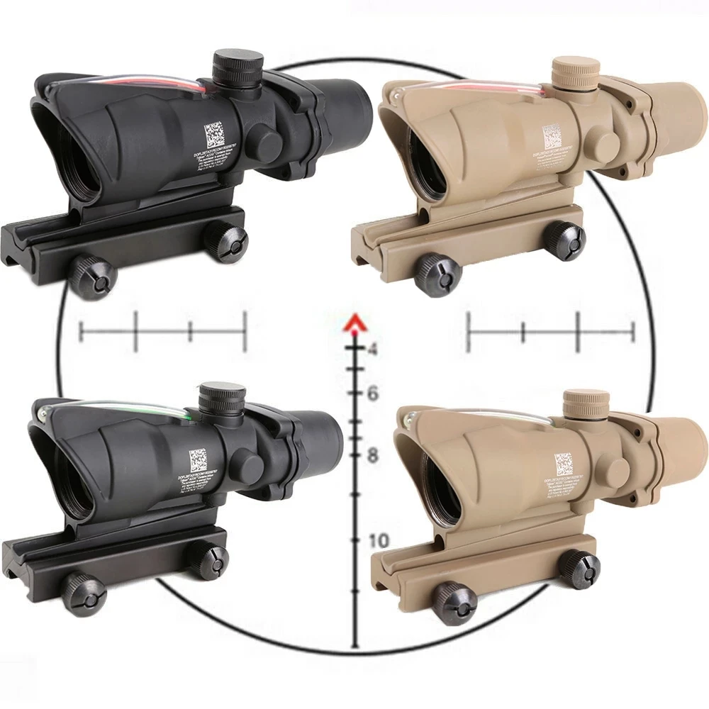 4X32 ACOG Riflescope 20mm Dovetail Reflex Optics Scope  Chevron/ Cross Reticle Tactical Sight