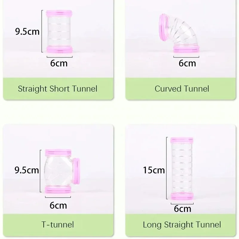 Hamster Tube Set Transparent Curved Tube Pet Cage Tunnel Connection Tunnel Exercise Toy Suitable for Mice Hamsters Rats and Ot view 2