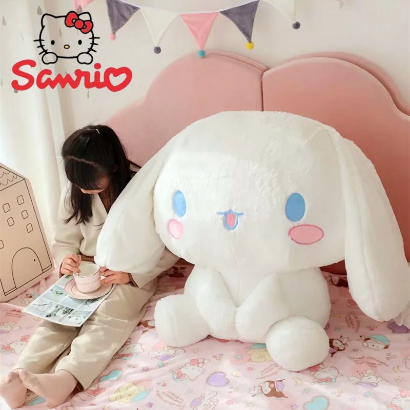 Sanrio Cartoon Anime Figure Japanese Cute Cinnamoroll Big Eared Dog Large Plush Sitting Doll Pillow Toys Children Birthday Gift