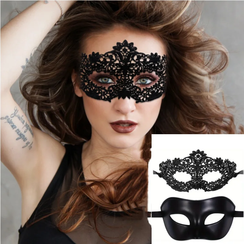 Männer Frauen Maskerade Prom Sexy Schwarz Augenmasken Paar Venezianische Cosplay Requisiten Halloween Karneval Party Kopfschmuck Halbe Gesichtsmasken – Detail 10