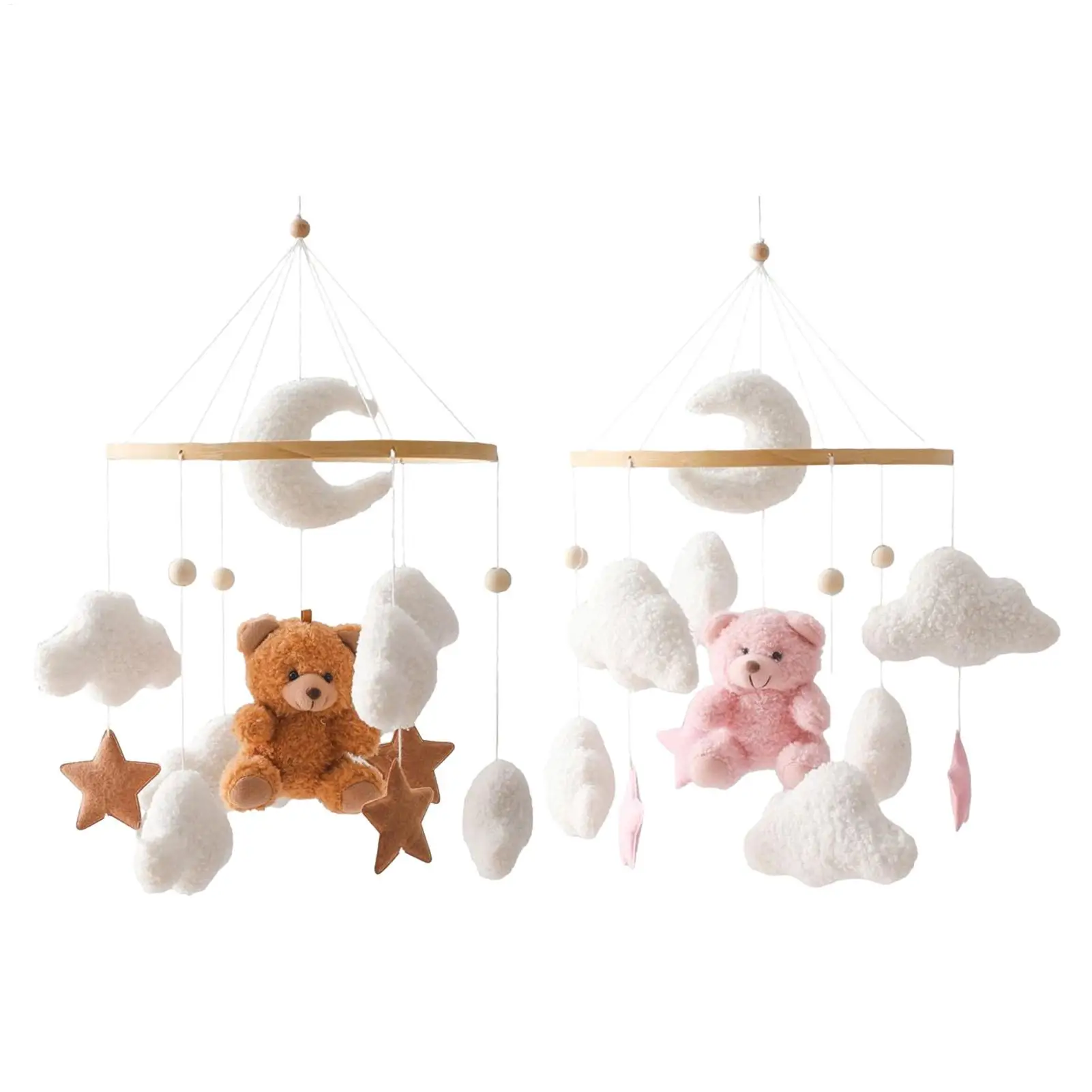 Baby Crib Mobile Rattle Toy Soft Felt Cartoon Velvet  Bear Mobile bracket baby Music Box Bed Bell Hanging Bracket Toy