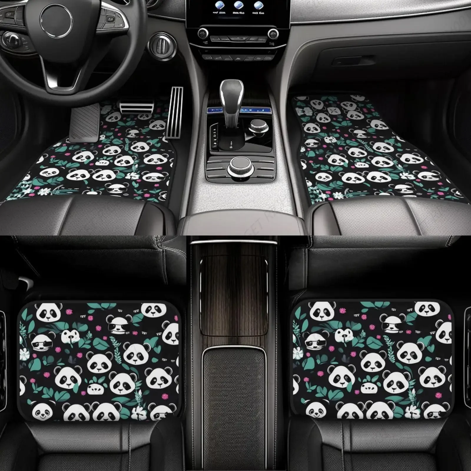 

Cute Face Prints Car Foot Mat Set Of 4 Pieces Universal Floor Liner Car Accessories Fits Most Cars, Trucks, Vans
