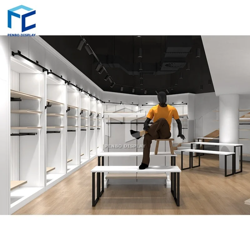 

2025customized.Retail Sportswear Display Rack Shelves Store Fitting Store Decoration Design Sport Shop Sport Clothes Shop In