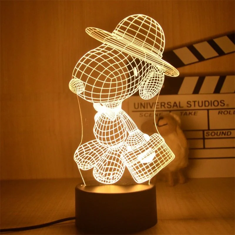 Snoopy Night Lamp Cute Cartoon LED camera da letto per bambini tavolo Lampe Kawaii Anime Home Desktop decorare forniture regali per bambini