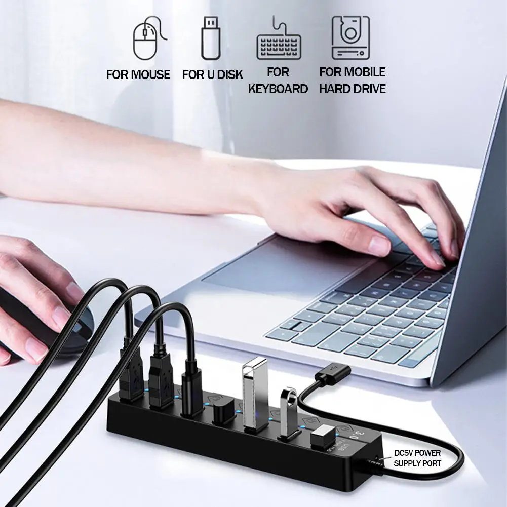 USB 3.0 Hub USB Hub 2.0 Multi USB Splitter Hub 30cm Long cable Multiple Expander for Computer Laptop PC Accessories Usb adapter