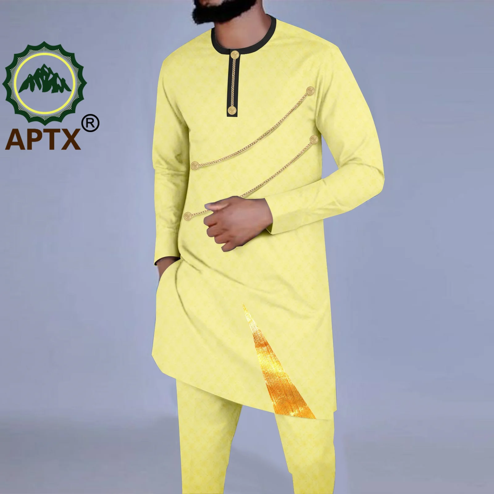 African Clothes for Men Traditional Dashiki Patchwork Long Sleeve O-neck Shirt and Pants Blazer Suit Daily Wedding A2316047