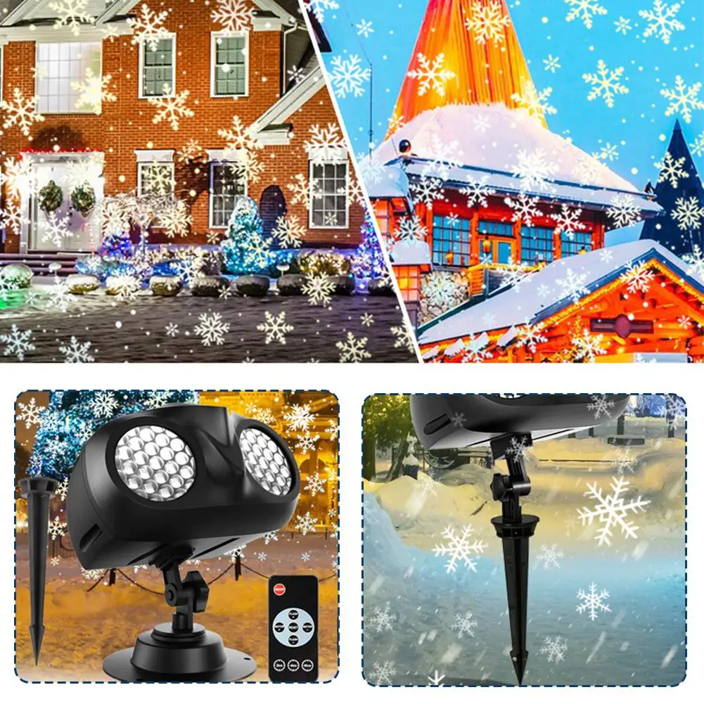 Christmas Snow Projector LED Mobile Snow Projection Outdoor Light And Light Gift Landscape Indoor Snowflake Holiday Winter N4V9