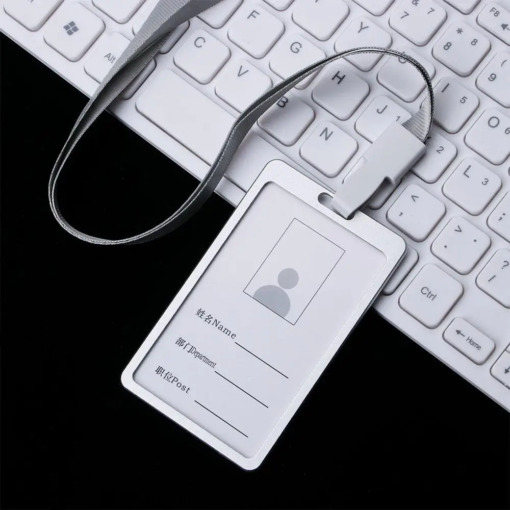 

Alloy Office Supplies Name Identity Company Metal Case Certificate Business Pass Tag with Lanyard ID Card Holder Work Badge