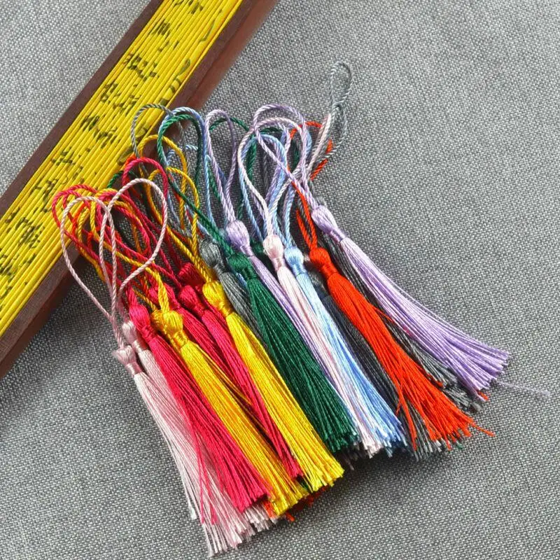 60pcs Handmade Soft Craft Mini Tassels Silky Colored Loops for Bookmarks