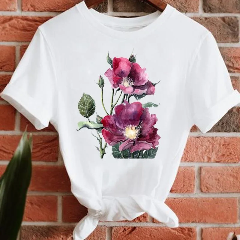 

Women's Top Flower Flower 90's Clothing Women Casual Short Sleeve Fashion Summer Women's Graphic T-shirt Graphic T Shirts