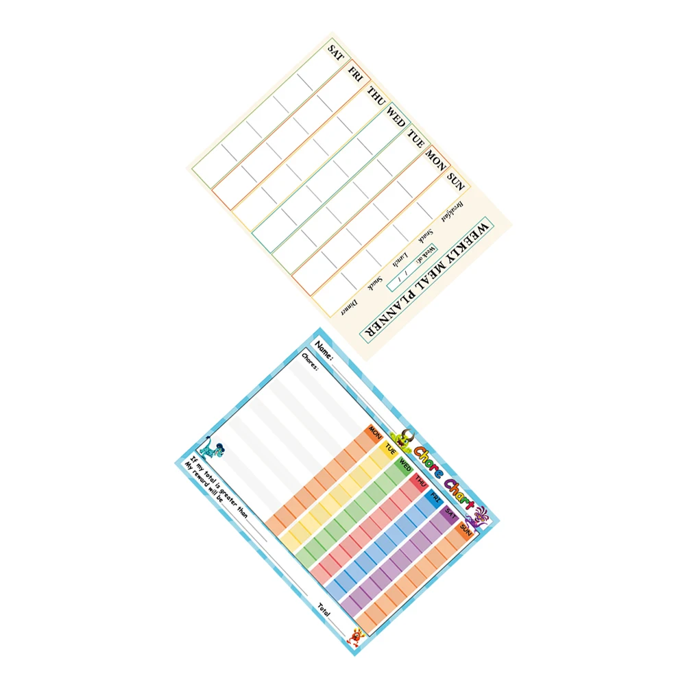 

2pcs Self Whiteboard Stickers PVC Kids Behavior Behavior Reward Charts Dry Erase Reusable Cartoon Teaching