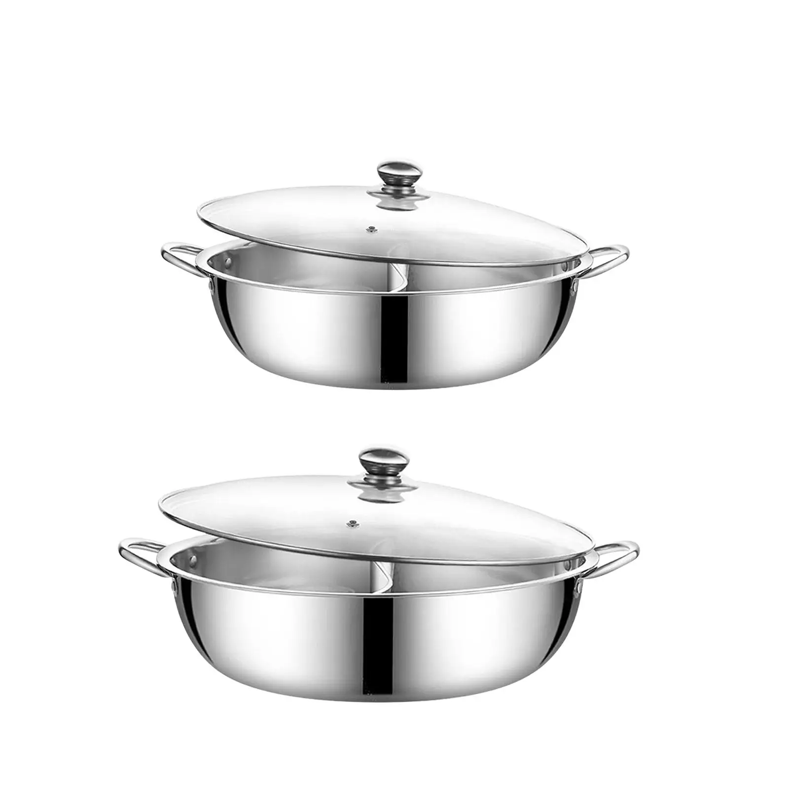 Stainless Steel Shabu Hot Pot Divided Hot Pot Pan with Divider Chinese Dual Sided Pot Double Flavor Hotpot for Camping Home