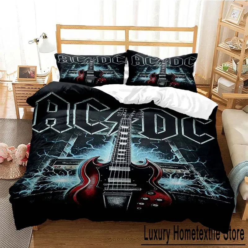 3D Printed AC/DC Bedding Set Pillowcase Rock Band Duvet Cover Double Twin Full Queen King Adult Kids Bedclothes Quilt Cover