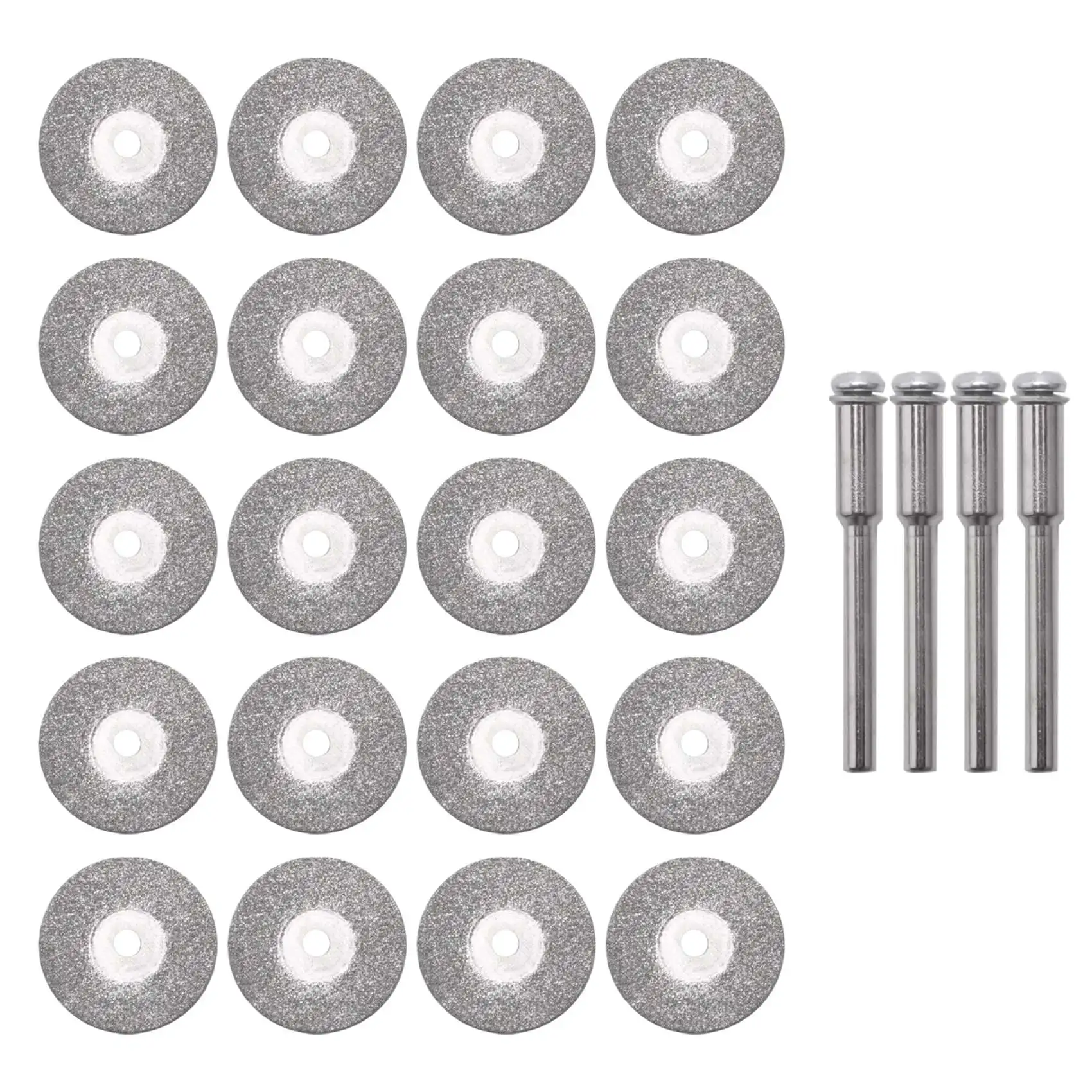 T61C_20 Pieces 22 Mm Diamond Cutting Wheel With 4 Pack Mandrel For Dremel