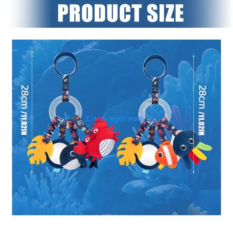 090B mignon berceau en forme baleine autour du jouet suspendu hochet Stimulation sensorielle