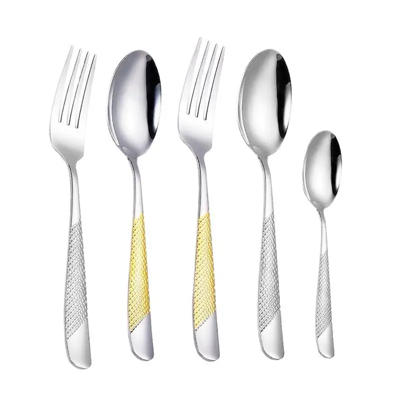 New Kitchen Utensil Set Stainless Steel Spoon And Fork Set Food-Grade Flatware Gold Silverware Set view 6