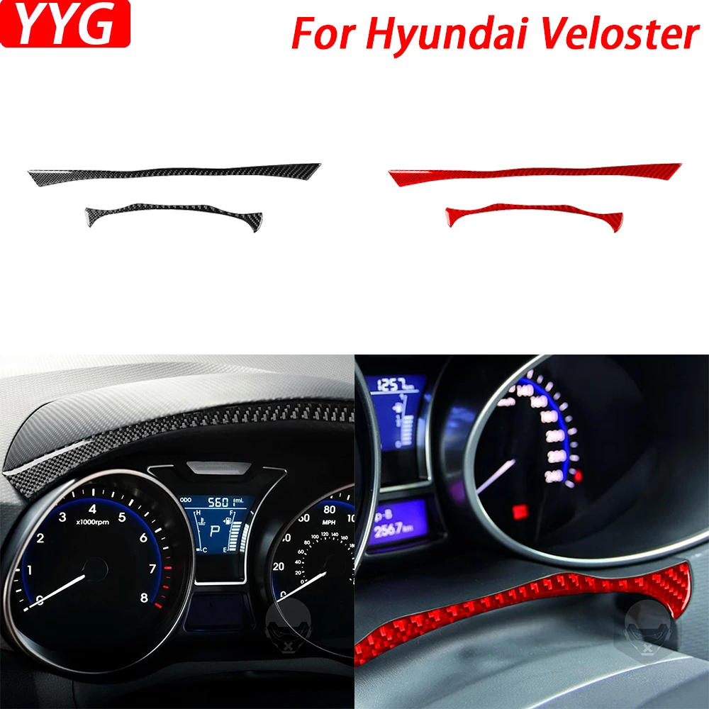 Stiker dekorasi Interior mobil, untuk Hyundai velister 2012-2017 serat karbon asli Speedometer Panel Strip dekoratif