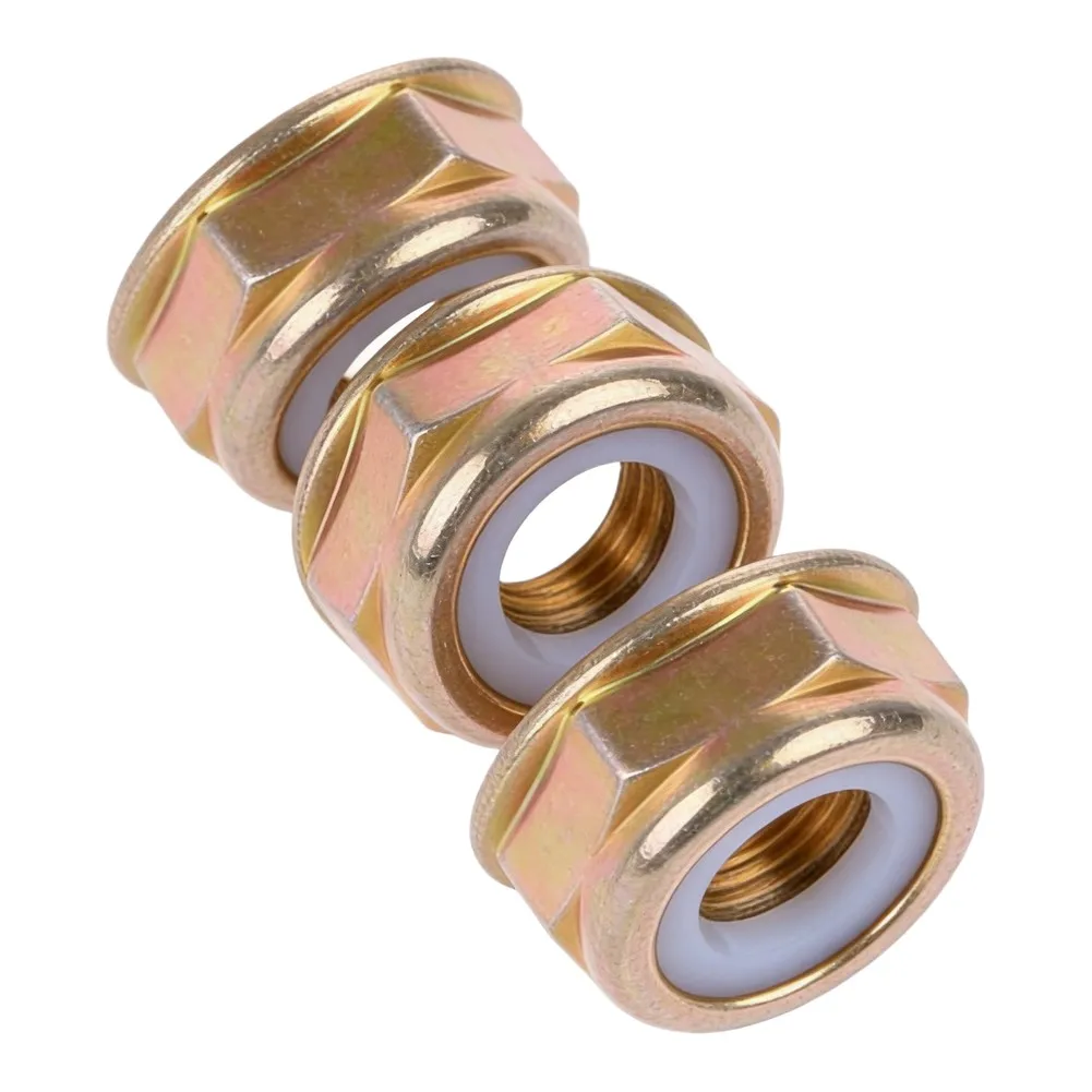 M10x1.25 LH Reverse Thread Nut Set 3PCS for String Trimmer Brush Cutter For Head Gear Replacement Rust Resistant Zinc Plating