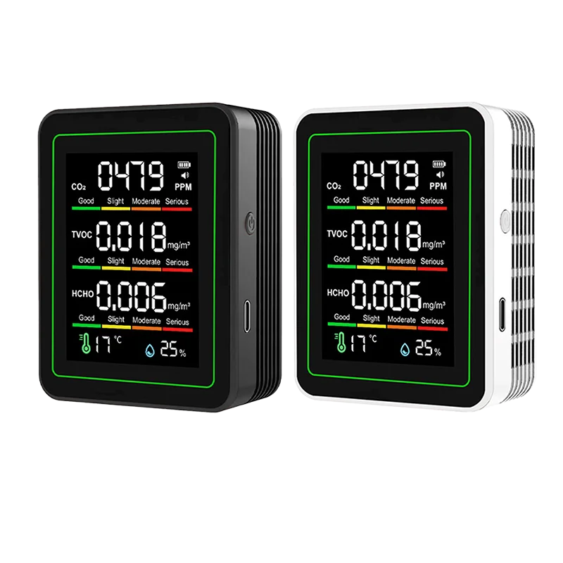 

MT11 5in1 Digital Air Quality Monitor Gas Detector Formaldehyde/Carbon Dioxide Detector Co2 Sensor TVOC HCHO Co2 Meter
