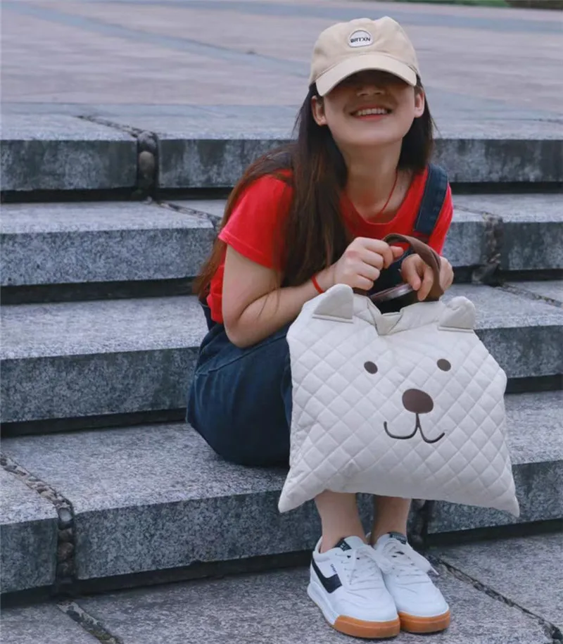 Diaper Bags Large Capacity Cartoon Bear Cotton Portable Travel Maternity Mommy Bag Women Handbag