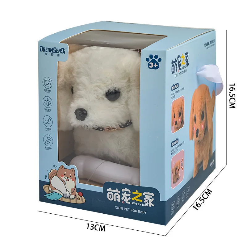DREAMSENJI-juguete eléctrico de peluche para perros, juguete interactivo educativo para mascotas, juguete para niños de 3 años o más, embalaje de caja de ventana de regalo de cumpleaños