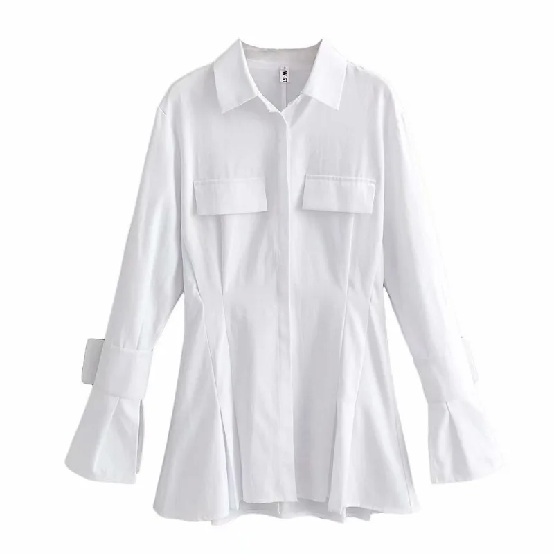 2023 Shirt Dress Lapel Long Sleeve Bandage White Green Women Sexy Mini A Line Office Autumn Casual Tunic Dresses Gothic Fashion