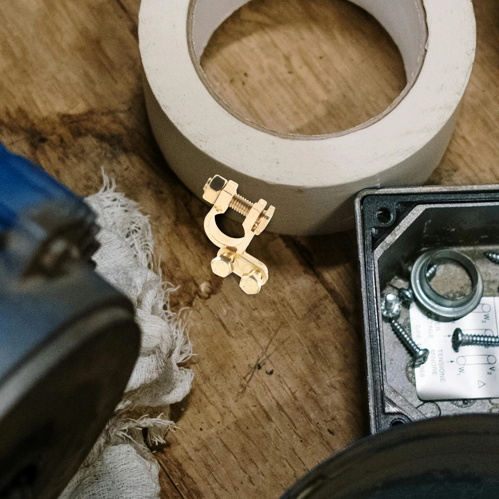 

2pc Terminal Clips Car Crimp Connectors Brass Iron Universal Design Easy Install Positive Negative Identification Cable