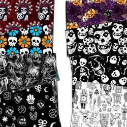 50*145cm Halloween Skull Black Polyester Cotton/Pure Cotton Fabric Tissue Sewing Quilting Needlework Material Curtain Pillow