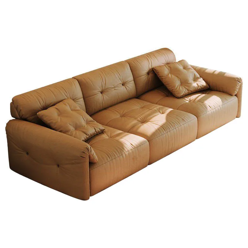 

Silicone leather, cloud sofa, super deep, wide sitting, lazy, cream wind