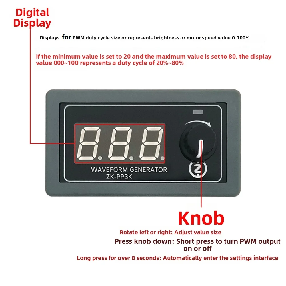 ZK-PP3K WAVEFORM GENERATOR Adjustable Frequency Duty Cycle For LED Motor Speed 79*43*26mm Motor Speed Controller
