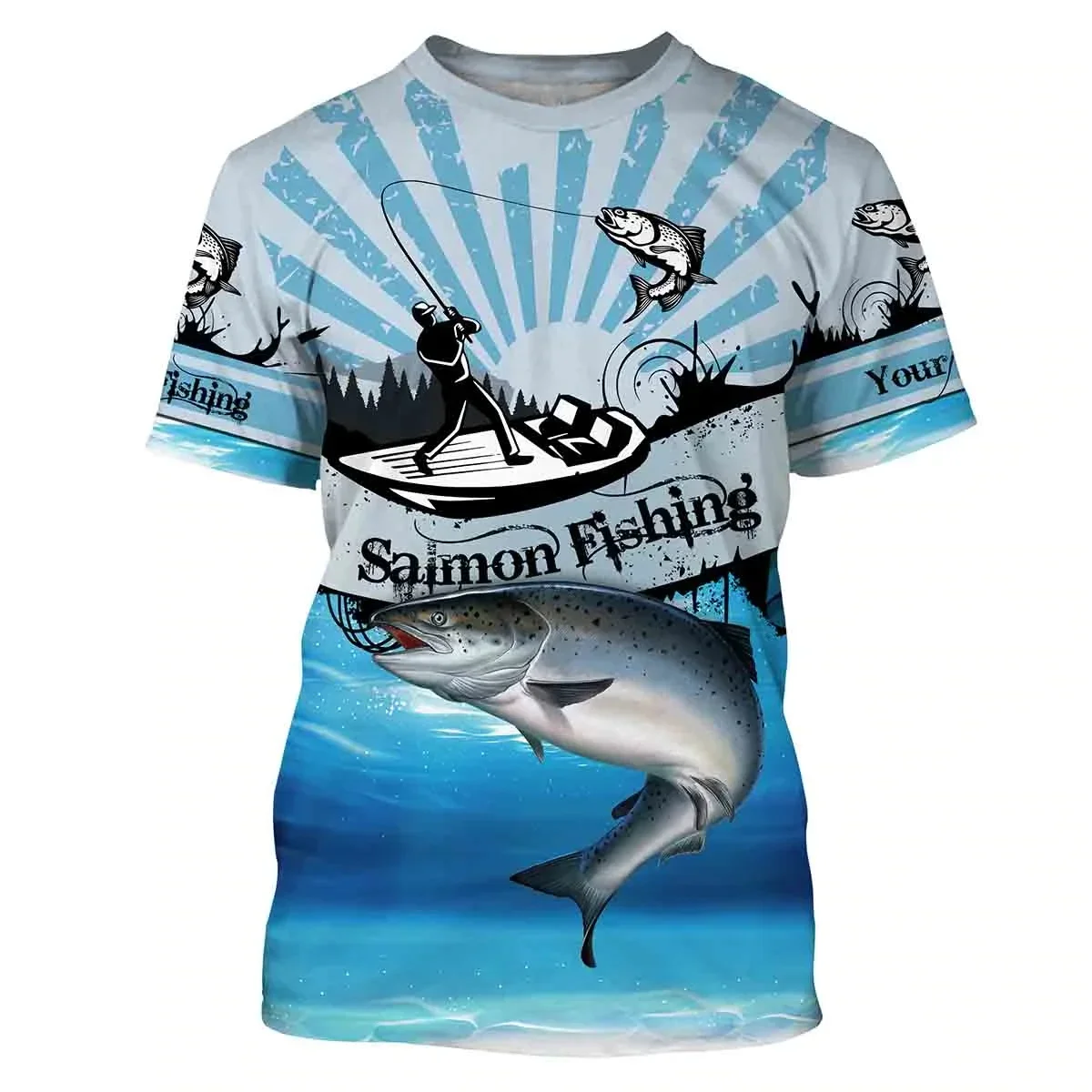 (King salmon) Fishing Customize name 3D All Over Printed Mens t shirt Cool Summer Unisex Casual Short sleeve T-shirt TX265