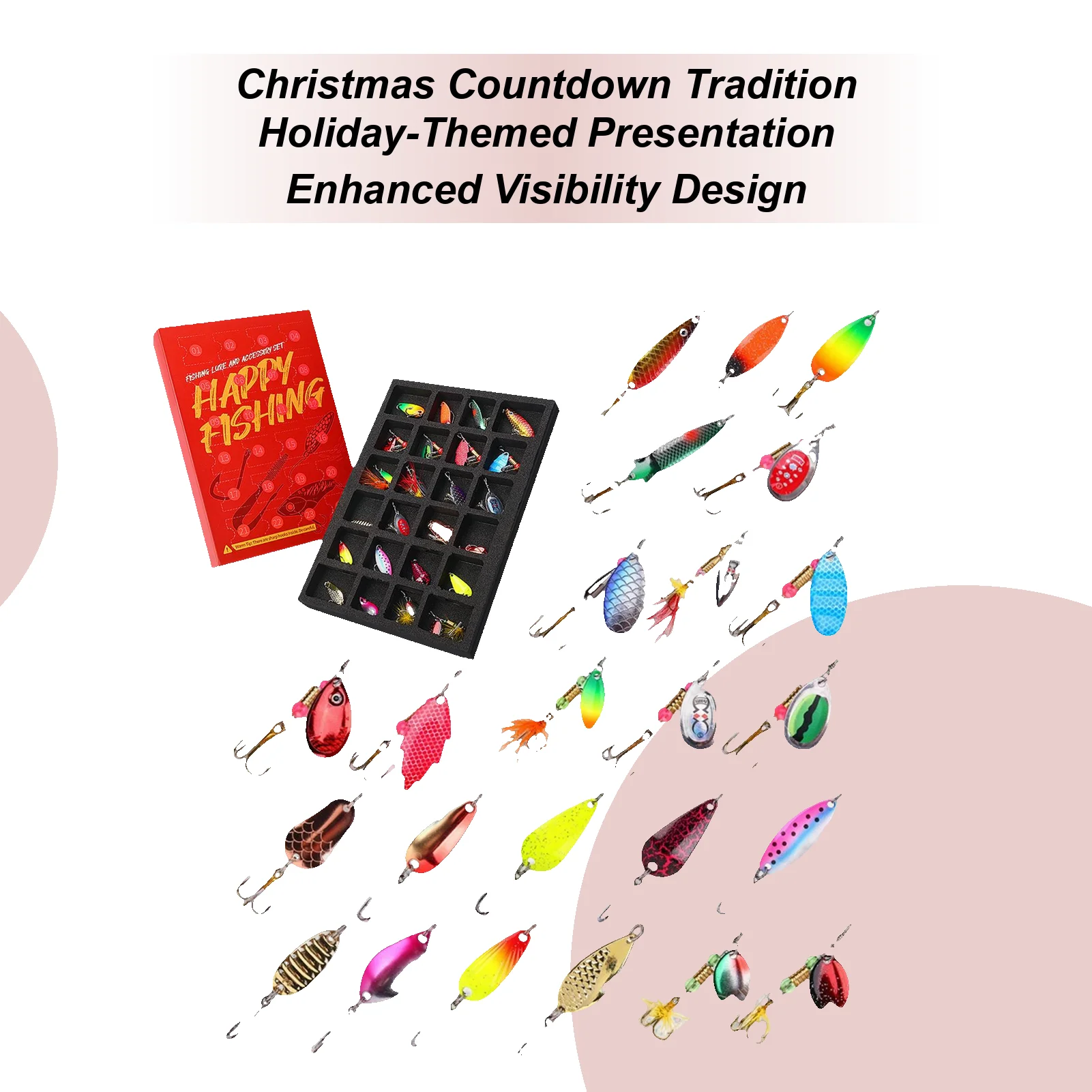 

Рыболовный Рождественский обратный отсчет, 24 шт., рыболовные снасти, рыболовные приманки, Рождественский календарь для пар, река, озеро, ручей, мелкий