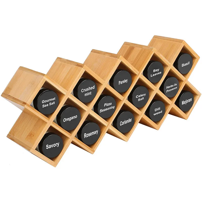 

Bamboo Spice Rack Organizer 4 Tier Kitchen Storage Countertop Organiser Shelf Spice Jar Standing Holder