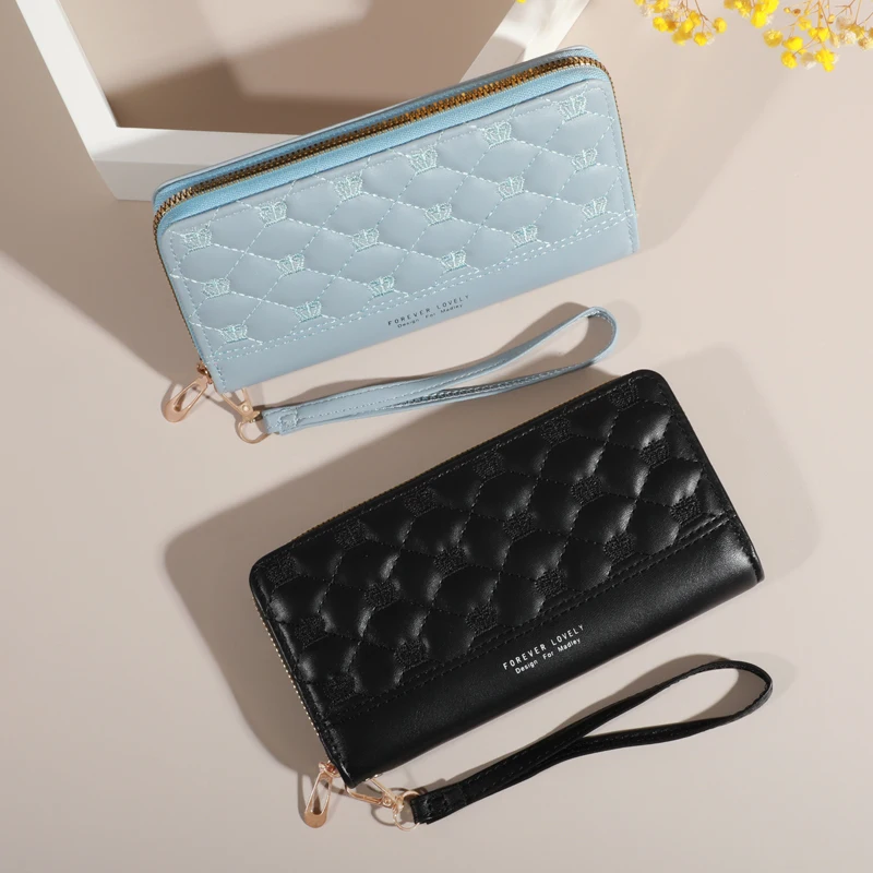 محفظة طويلة مبطنة للنساء ، قابض حول السحاب ، محفظة عملات معدنية ، فتحات بطاقات متعددة ، حقيبة هاتف محمول ، موضة #3