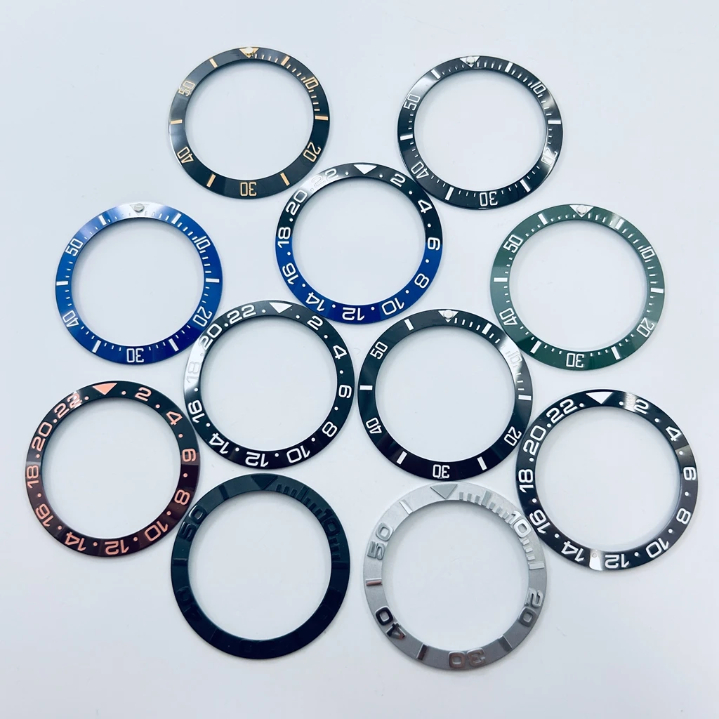 عالية الجودة 40 مللي متر البحر السيراميك الحافة أسود أزرق أخضر المنحدرة الغوص إدراج ساعة استبدال الحافة إدراج حلقة ساعة أجزاء