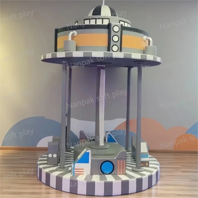 Stylish Interactive Indoor Playground Equipment Kids Car Theme Seat Soft Play Whirl Merry Go Round for Cafe Mall Daycare School
