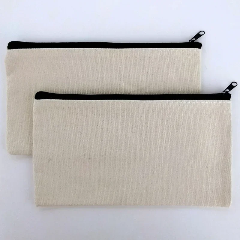 DIY White Canvas Makeup Bags Organizer Students Pencil Case Stationery School Bag DIY Craft Bags Travel Portable Storage Bags