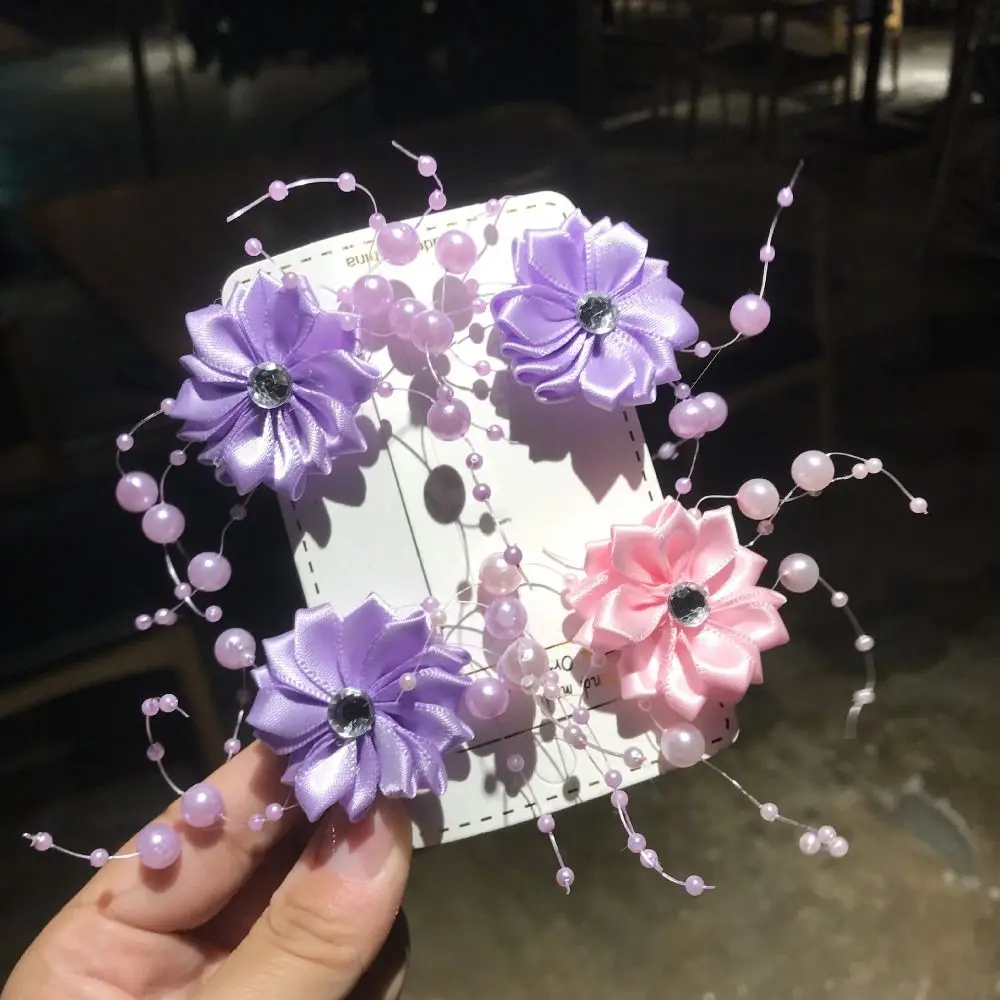 4PCS ใหม่ดอกไม้ลูกปัดเจ้าสาว Hairpin ประณีตหรูหราเจ้าสาว Headdress Handmade Fairy งานแต่งงาน Headwear อุปกรณ์เสริมผม