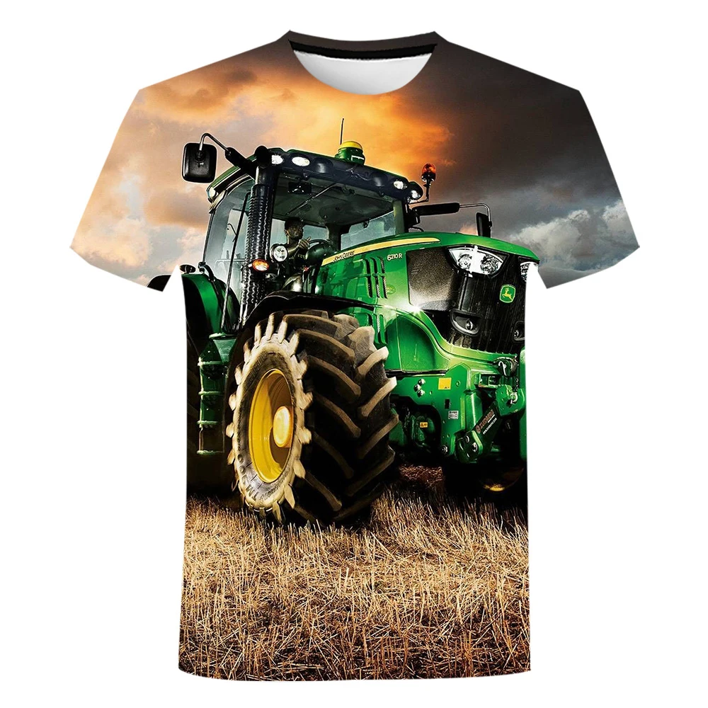 New Street Fashion Men's And Women's Car Tractor 3D Printed Milk Shreds T-Shirt Short Sleeve Summer Tops Tee