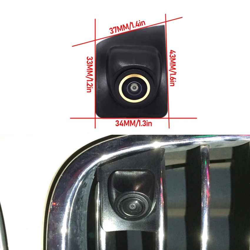 Golden Fisheye Lens 170 ° HD Car Front View Camera For BMW X4 X5 1 2 3 5 7 Series Night Vision Waterproof Parking Grill Embedded