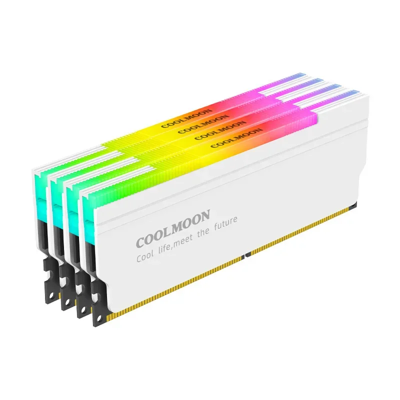 COOLMOON ARGB RAM Heatsink RGB Memory Cooler for Desktop PC 5V Addressable LED Sync White Alloy Memory Heat Spreader RA-1