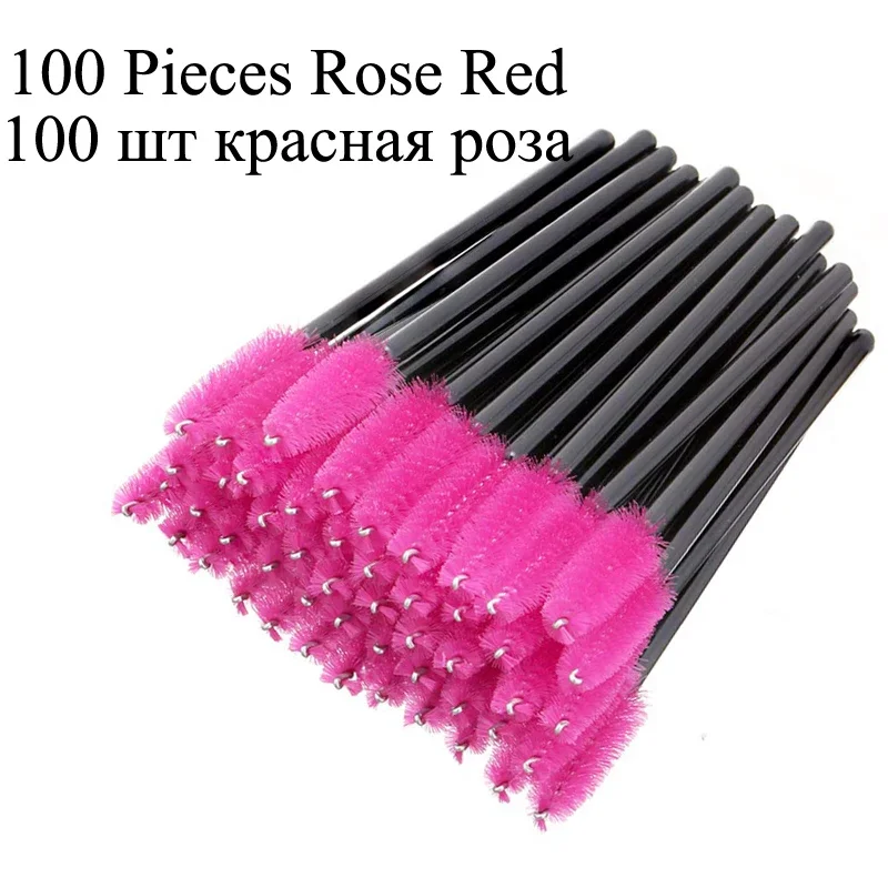 100 pièces cils sourcil brosse Extension brosses Mascara applicateur baguette jetable Micro cils peigne brosse bobines Kit de maquillage cils