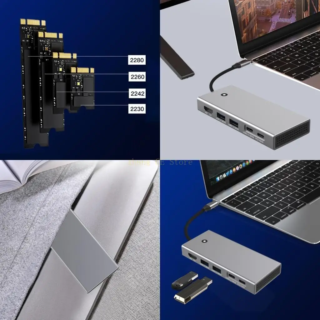 

M5TD Док-станция M.2 с двумя протоколами TypeC PD100W USB3.2 10 Гбит/с Совместимость с HDMI2.0