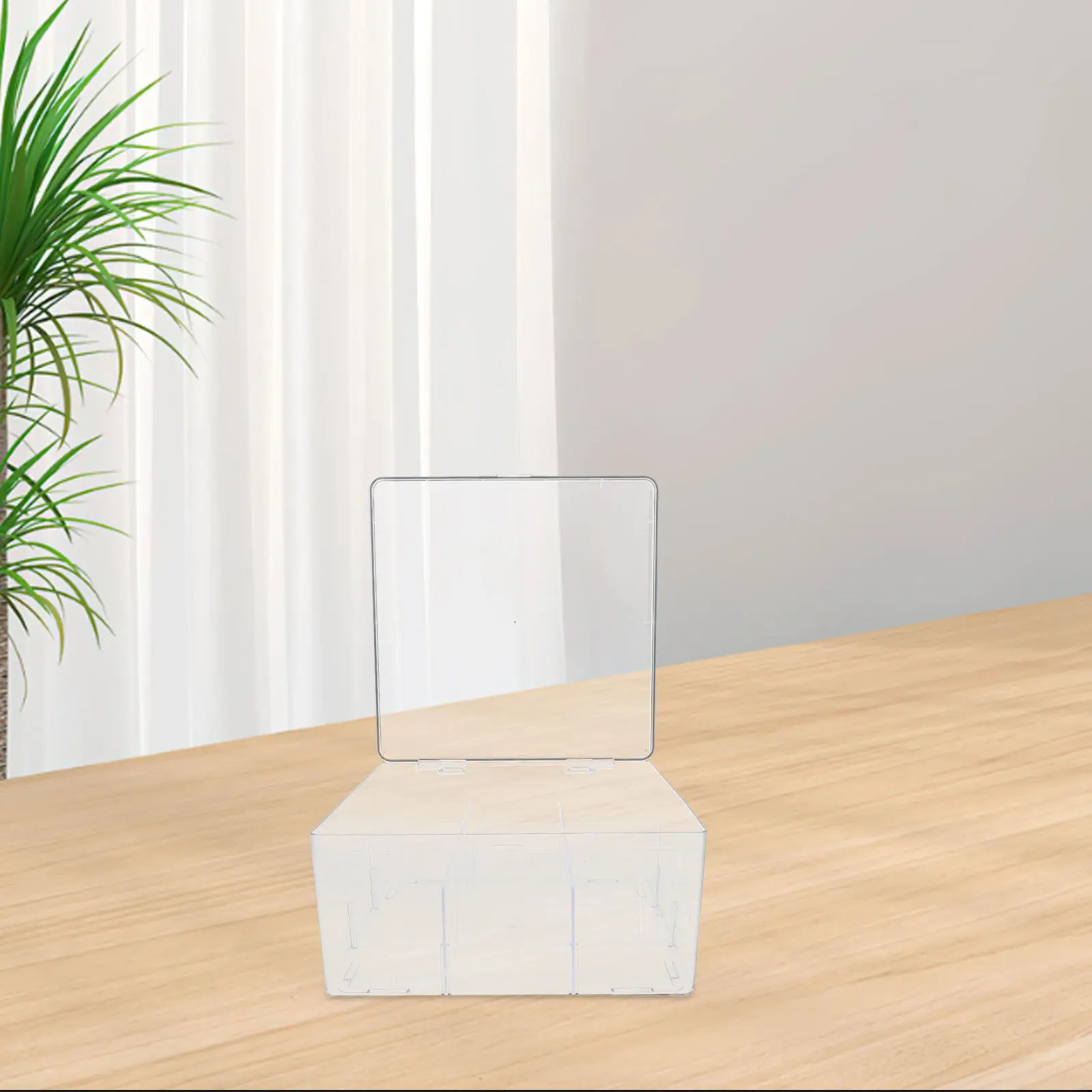 Divided Acrylic Card Storage Box Clear Organizer Desktop Lid Card Holder Game Business Postcard Case Cards Box