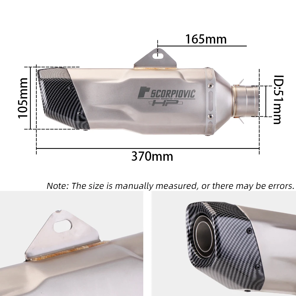 Motorcycle universal carbon fiber muffler 51mm sliding motorcycle muffler pipe exhaust K196 51mm muffler - view 2