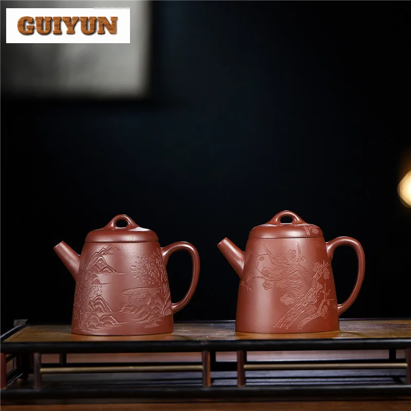 Two Types Of Luxury Yixing Purple Clay Teapots Artists Handmade High Qin Quan Pot Raw Ore Mud Tea Soaking Kettle Zisha Tea Set