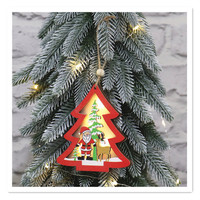 New Christmas tree pendant Christmas tree decorations luminous wooden colored five-pointed star car luminous pendant cross-borde