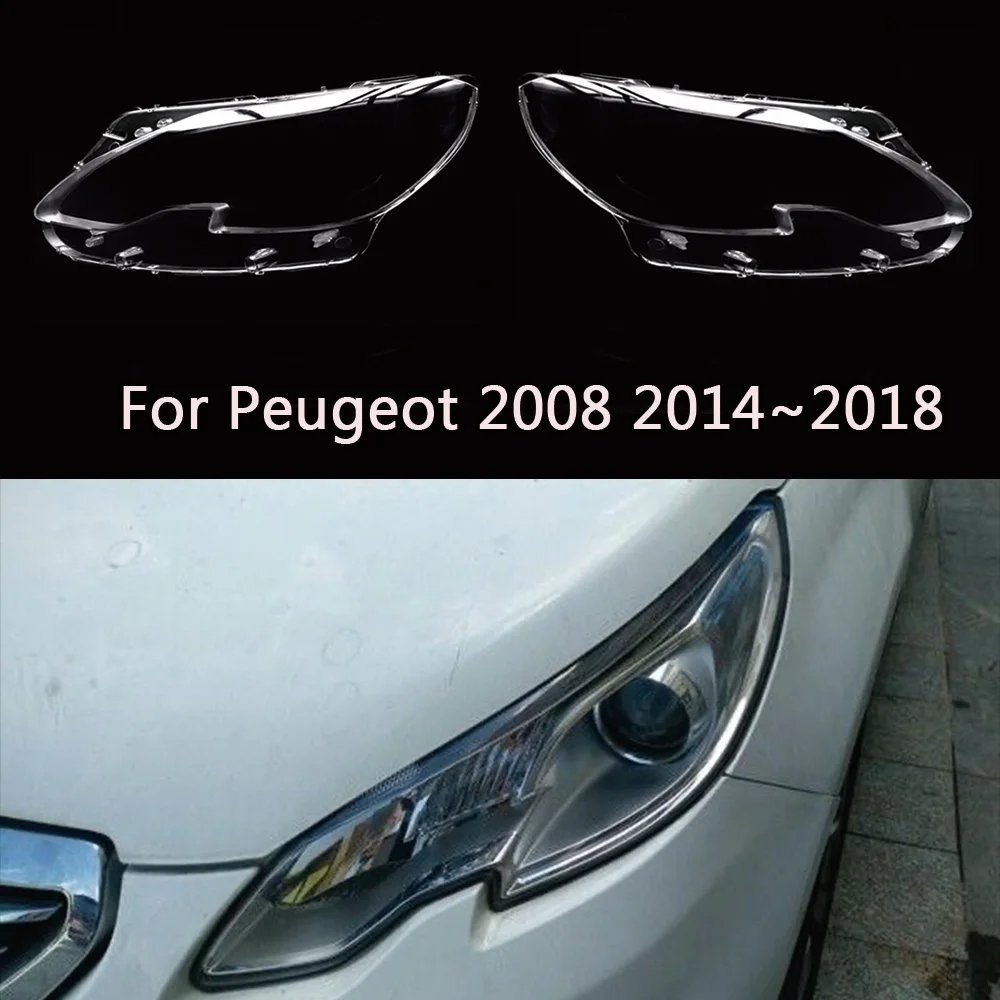 

For Peugeot 2008 2014~2018 Transparent Lampshade Lamp Shade Front Headlight Shell Headlight Cover Lens Plexiglass