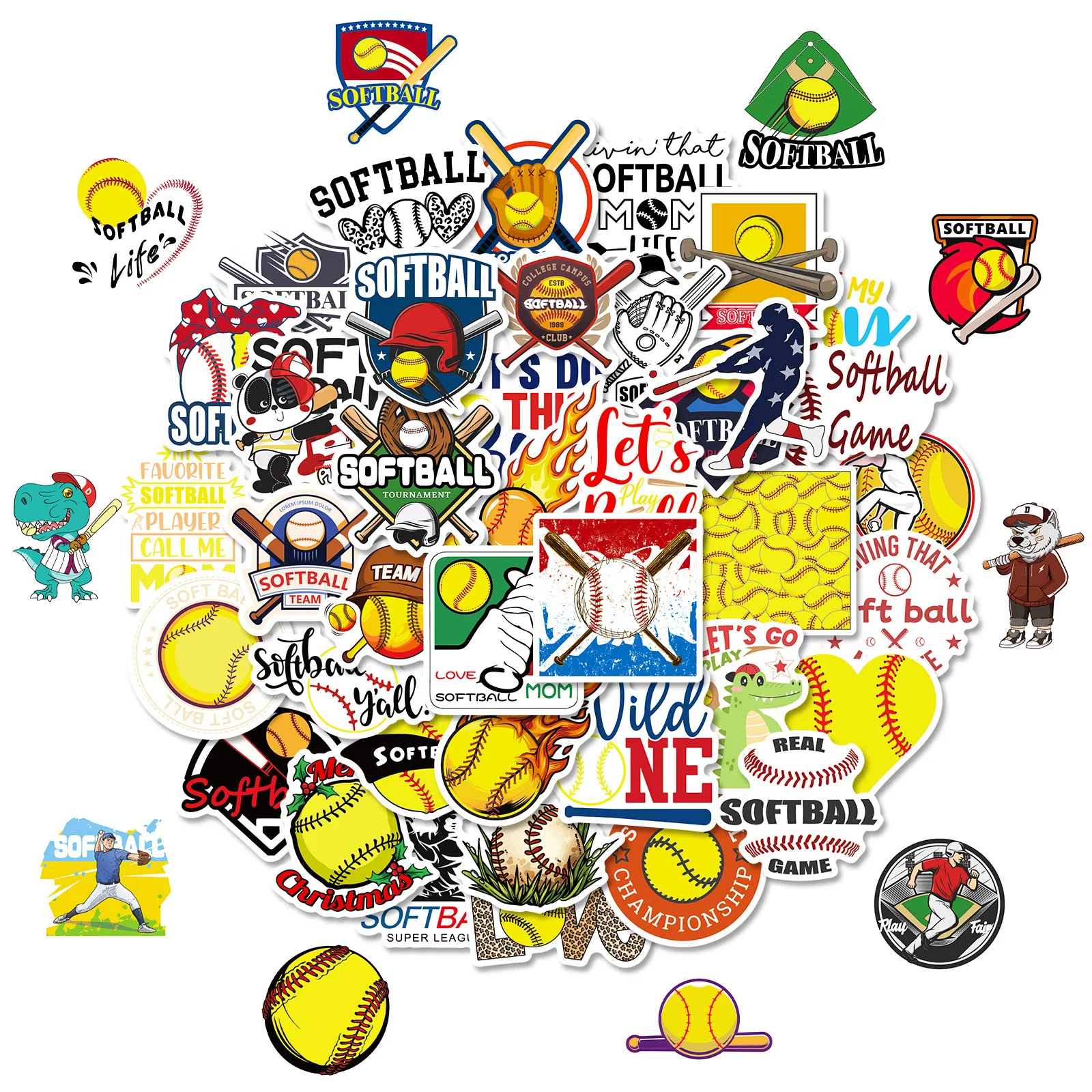 

10/50PCS Cool Baseball Stickers Sports Cartoon Decals Yellow Graffiti Kids Toy Suitcase Fridge Laptop Guitar Car Bike Decoration